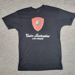 Tonino Lamborghini Shirt Mens Medium Black Las Vegas Graphic Logo Tee Tagless